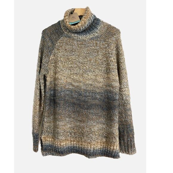 NWT Prana Women's Multi Autum Rein Turtleneck Tunic Sweater Size M Danish Blue - Picture 1 of 9